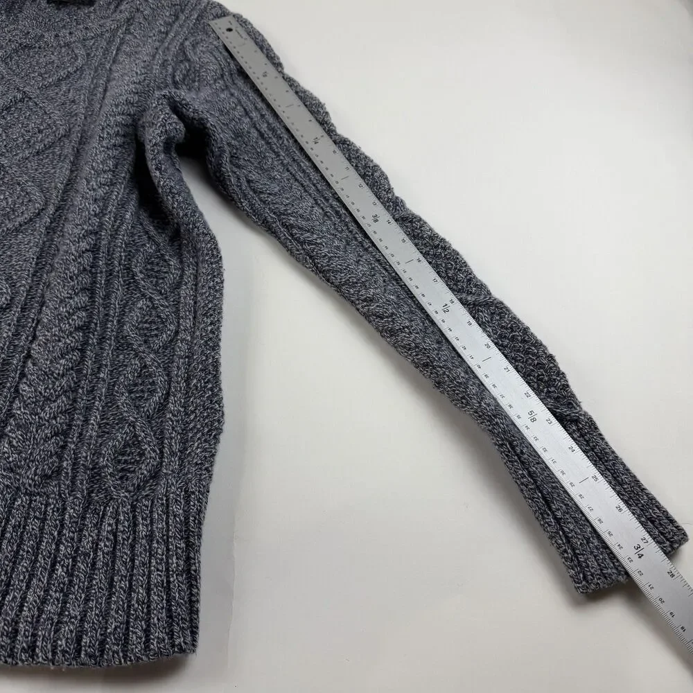 Banana Republic Fisherman Sweater Mens Large Blue Cable Knit Chunky Merino Wool
